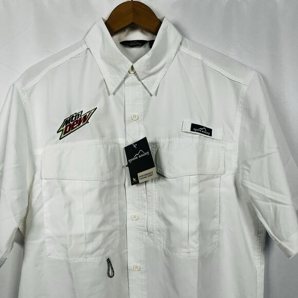 Eddie Bauer Performance Fishing Shirt Mens Medium Mountain Dew Outdoors NWT - Picture 2 of 11